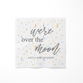 Infusion Soft 2-Ply Paper Cocktail Napkins for Baby Showers - Assorted Pack Sizes (We're Over the Moon)