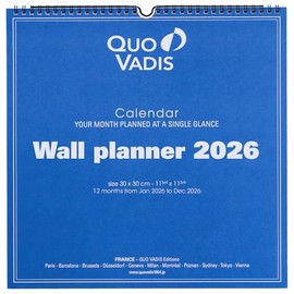 Quovadis qv238296 Wall Calendar, Wall Planner, White, Product Size: 11.8 x 11.8 inches (300 x 300 mm), Wall Hanging, PEFC Certified