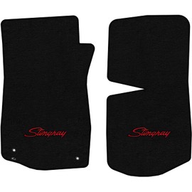 Lloyd Mats Custom-Fit Carpeted Floor Mats Premium Luxury Car Floor Liners for Chevy C3 Corvette 1969-1976 Black - Stingray Word (2PC - Red, Black)