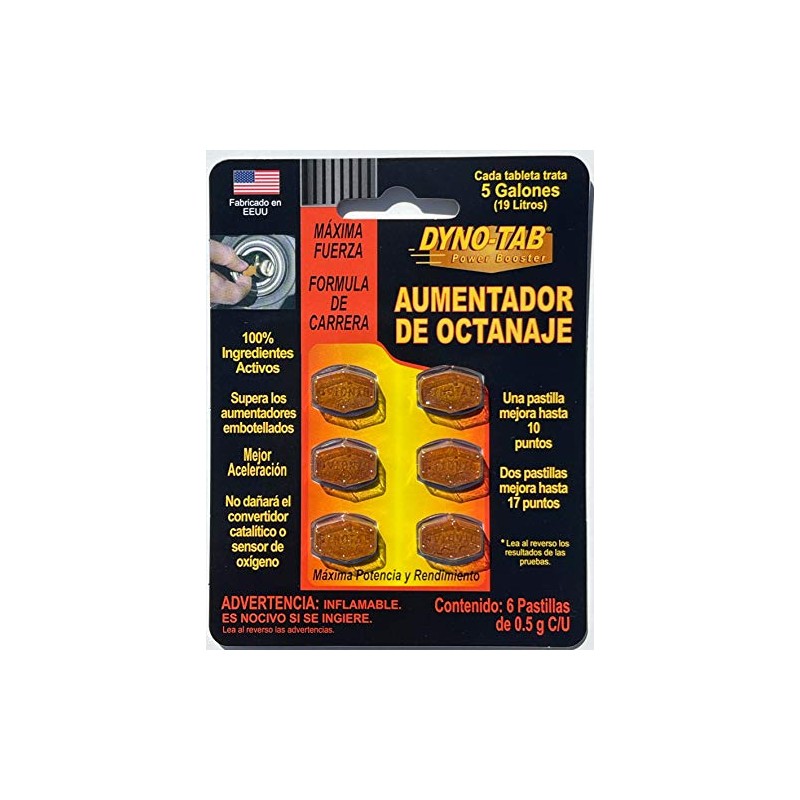 Dyno-tab Aumentador De Octanaje 6 pastillas de 0.5-g c/u (12)