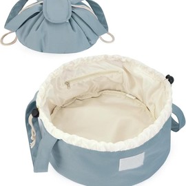 Barrel Drawstring Makeup Bag Large Cosmetic Bag Make up Bags Toiletry Organizer for Women - Color: Greyish Blue