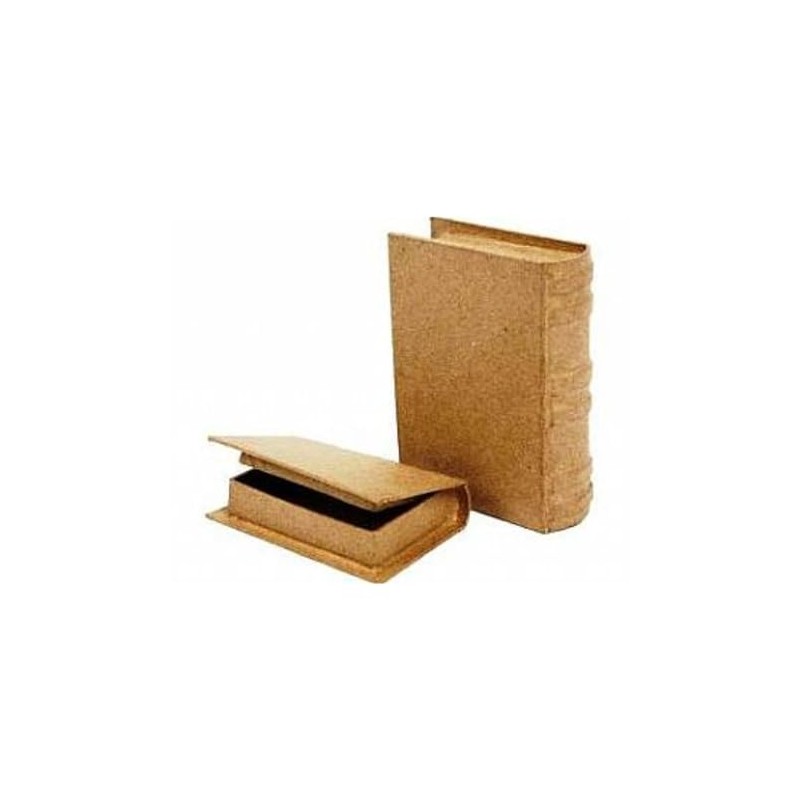 2 Mini Book Shape Paper Mache Boxes - 6x9x2cm &