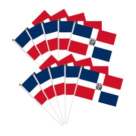 50 Pack Dominica Dominican Flags Small Mini Hand Held Dominica Dominican on Stick Flags, Miniature National Country Flags,Party Decorations Supplies for Parades,International Festival