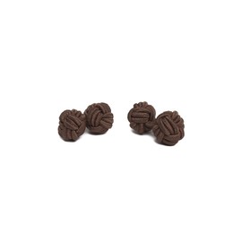 Jacob Alexander Pair of Solid Color Silk Knot Cufflinks - Cocoa Brown