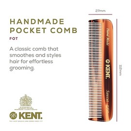 Kent 81T FOT - Juego de peine de bolsillo para barba de carey para hombre, kit de barba para viajes y hogar, peine para bigote para hombres, mini pein