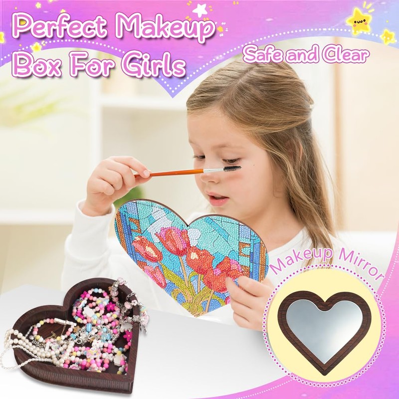 AUAUY DIY Diamond Art Jewelry Box, Diamond Painting Craft Storage