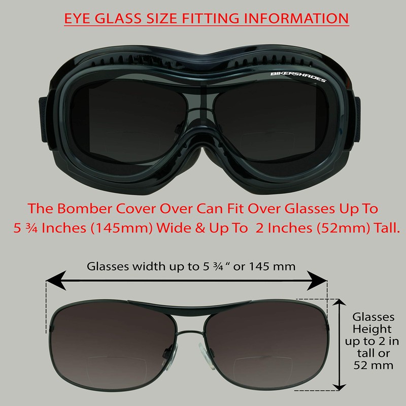 Bikershades Motorcycle Goggles Over Eye Glasses with Polycarbonate Safety Clear