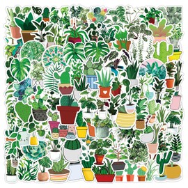 Adkumil 100pcs Mixed Plant Flower Stickers Cactus Laptop Stickers for Water Bottles Lovely Succulent Plants Stickers Waterproof Graffiti Decals for Travel Luggage Skateboard Guitar