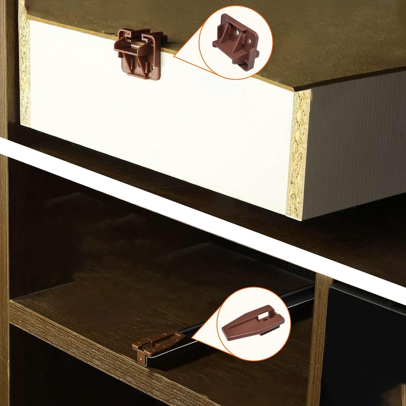 Plastic Drawer Slides Guides Stopper Brown Slides Track Replacement Parts