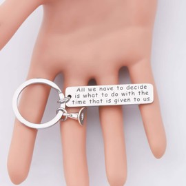 CENWA Lord of Rings Inspired Gift All We Have to Decide is What to Do with The Time That is Given to Us Keychain Book Nerd Gift (All We Have to K)