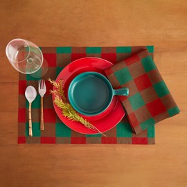 Solino Home Rojo y Verde servilletas de Tela Lino, Juego de 4 – 20 x 20 Pulgadas 100% Lino Puro Cocina Servilletas de Cena – Buffalo Check