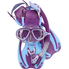 Cressi Junior Snorkeling Kit for Kids Ages 3 to 8 - Mask + Dry Snorkel + Adjustable Fins + Net Bag - Rocks Kids Set