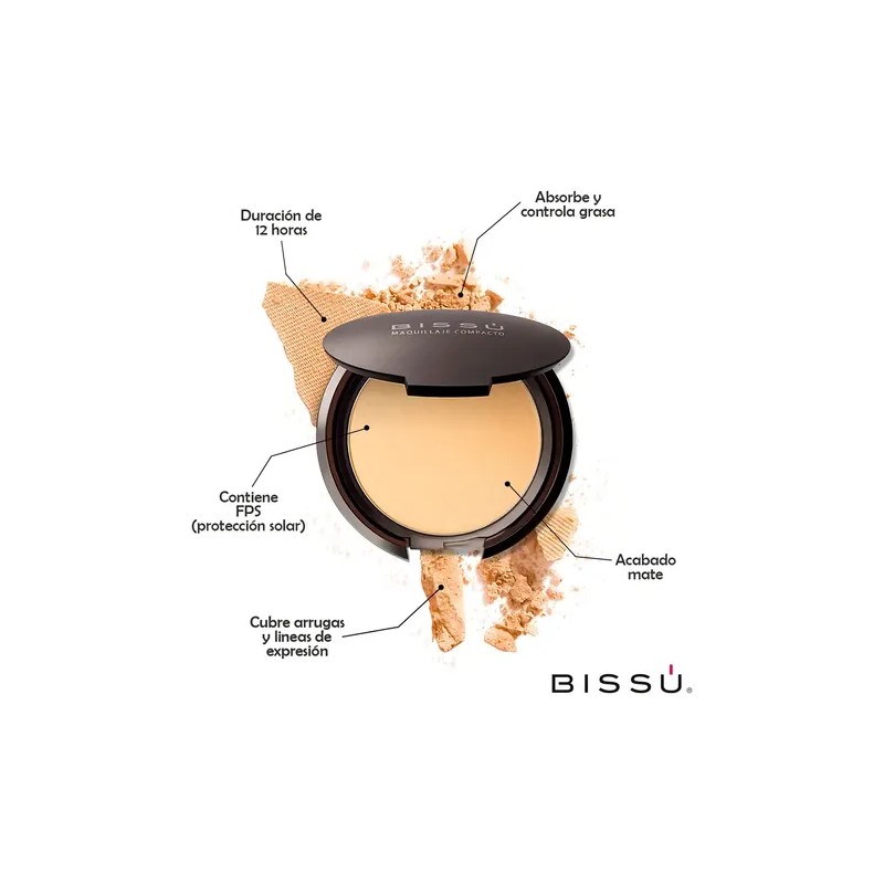 Maquillaje Polvo Compacto Bissú Acabado Mate 8g Tono 05 Pebble