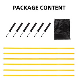 6 Pcs 5FT Agility Training Poles for Soccer,Basketball,Football,Dog,Horse Training-Adjustable Speed and Agility Training Equipment Sports Training Sticks with Ground Spring Nails and Storage Bag