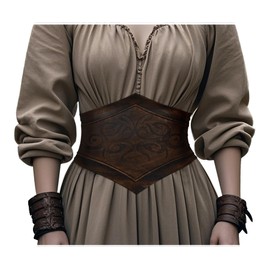 keland Medieval Corset Belt Women's Bodice Belt Leather Corset Belt Lace-up Corset Viking, brown