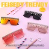 FEISEDY Oversized Square Trendy Sunglasses Womens Crystal Tassels Sparkling Shades