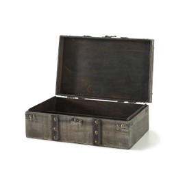 Soul & Lane Winchester Wooden Keepsake Box with 2 Fixed Compartments - 14.2" x 8.3" x 4.7", Decorative Vintage Wood Suitcase, Old Fashioned Storage Chest Trunk with Hinged Lid