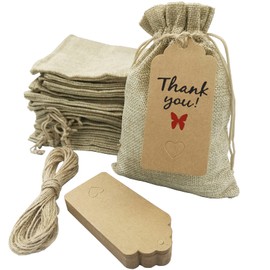 DUGYIRS Pack of 30 Jute Bags Cotton Bags Hessian Gift Bags with Drawstring 13 cm x 18 cm Small Party Gift Bags Jute Bag Jewellery Bag for Birthday Wedding Holiday Party (Beige)