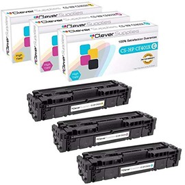 CS Compatible Toner Cartridge Replacement for HP 201A CF401A Cyan CF403A Magenta CF402A Yellow Color Laserjet Pro M252dw M252n MFP M277dw MFP M277n Color Laserjet M252 M252dw 3 Color Set