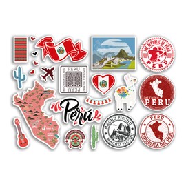 A5 Sticker Sheet Peru Vinyl Stickers - South America Country Landmarks Holiday Stamp Summer Map Flag Travel City Luggage Scrapbooking #79024