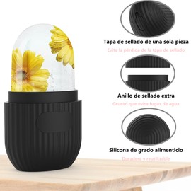 2 Pack Rodillo de Hielo Retráctil para Cara, Ojos y Cuello, Molde de Hielo para Cara Facial Reutilizable,Bandeja de Hielo Facial, Bandeja de Hielo Facial (Azul y Negro)