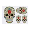 4 x 'Coloured Skull' Temporary Tattoos - Water Resistant, Skin-Safe,
