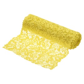 MECCANIXITY 8.5 Inch Wide 5 Yard Lace Ribbon Floral Pattern Yellow Lace Trim Ribbon Spandex and Nylon Lace Trim for Sewing Making, DIY Crafts,Gift Wrapping, Wedding Decor
