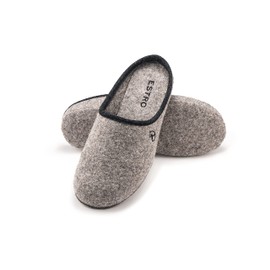 ESTRO Felt Slippers Men's with Felt Sole - Slippers Men's Winter Warm Slippers Men Felt Slippers with Felt Sole FELT, gray, 46 EU