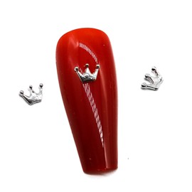WOKOTO 100pcs Crown Nail Charms For Nail Art 3d Silver Crowns For Women Acrylic Nails 3d Nail Charms Luxry Alloy Crown Charms For Nails Nail Jewels And Decorations For Nail Art Charms Nail Studs