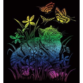 ROYAL BRUSH Rainbow Foil Engraving Art Kit, 8-Inch by 10-Inch, Kitten and Butterflies