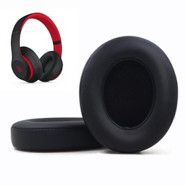 Replacement Ear Pads Cushions for Beats Studio 2 & Studio 3 Wired & Wireless Headphones Accessories, Earpads with Soft Protein Leather, Noise Isolation Memory Foam - Black