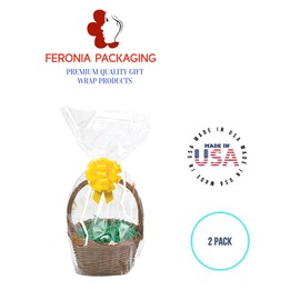Feronia Packaging Gift Wrap Round Bottom Cellophane Bags 2 Pack (12 x 24)