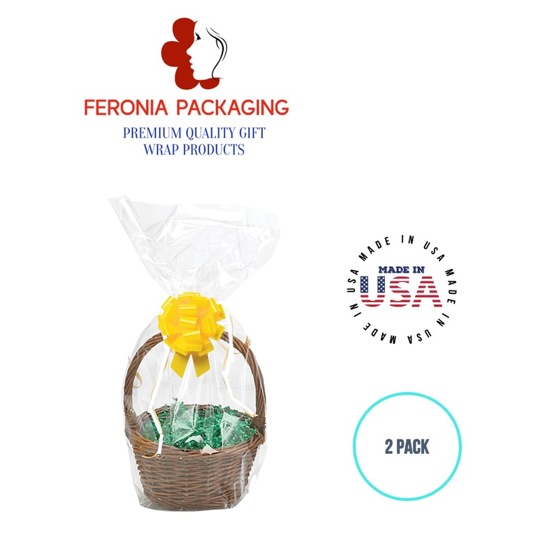 Feronia Packaging Gift Wrap Round Bottom Cellophane Bags 2 Pack