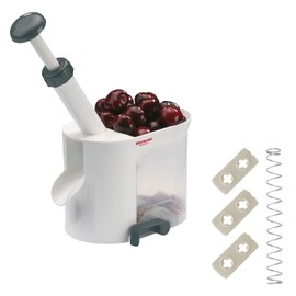 Westmark 40302260 Cherry Corer with Chute and Core Cassette, Includes 4-Piece Wear Parts Set, Plastic/Stainless Steel, White/Anthracite, White