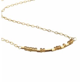 Custom CITRINE Stone Small Bar Gold Fill Morse Code Necklace also in Silver and Rose Gold