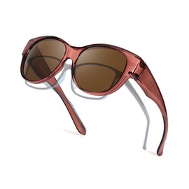 LVIOE Sunglasses for Glasses Wearers Women's Round Fit-Over Glasses with UV Protection, Clear red
