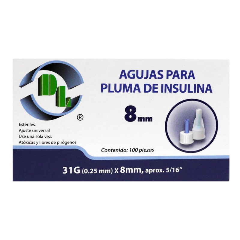 Caja 100 Agujas Para Pluma De Insulina (31G x 8