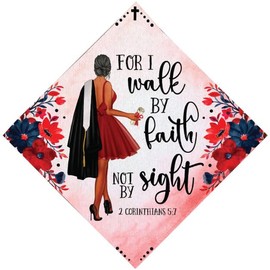 Tassel Toppers Floral Printed Walk By Faith Grad Cap Topper, Graduation Cap Decor, Graduation Cap Decorations