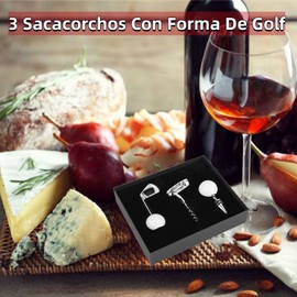 3 Sacacorchos con forma de Golf, abrebotellas de vino y cerveza, abrebotellas de corcho, set abrebotellas de regalo de golf para club, bar, cocina