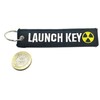 Launch Key Nuclear Radiation Fallout Black Fabric Keyring Embroidered Woven