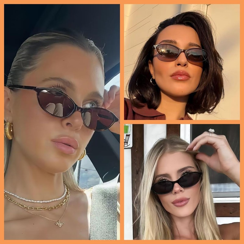 WDZAYXC Retro Oval Rectangular Sunglasses for Men and Women, Classic