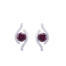 Jewels Ceylon Natural Garnet Earrings for Women – 925 Sterling Silver Round Cut Gemstones (2.35 CTTW) – January Birthstone Stud Earrings, Push Back Closure, Tarnish-Resistant, Gift-Box Ready