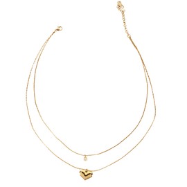 JUSTOOP 18K Gold Love Pendant Necklace Love Charms Chain Jewelry for Girls Cubic Zirconia Pendant Layered Necklace Love Necklace for Women Jewelry for Christmas Valentine's Day Gifts