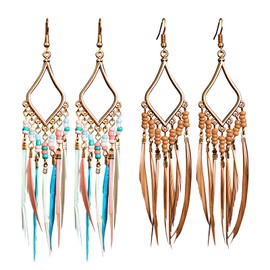 Feder Ohrringe, Böhmische, Quasten Ohrringe für Kostümzubehör, Valentinstag Muttertag Geburtstag Geschenk, Karneval