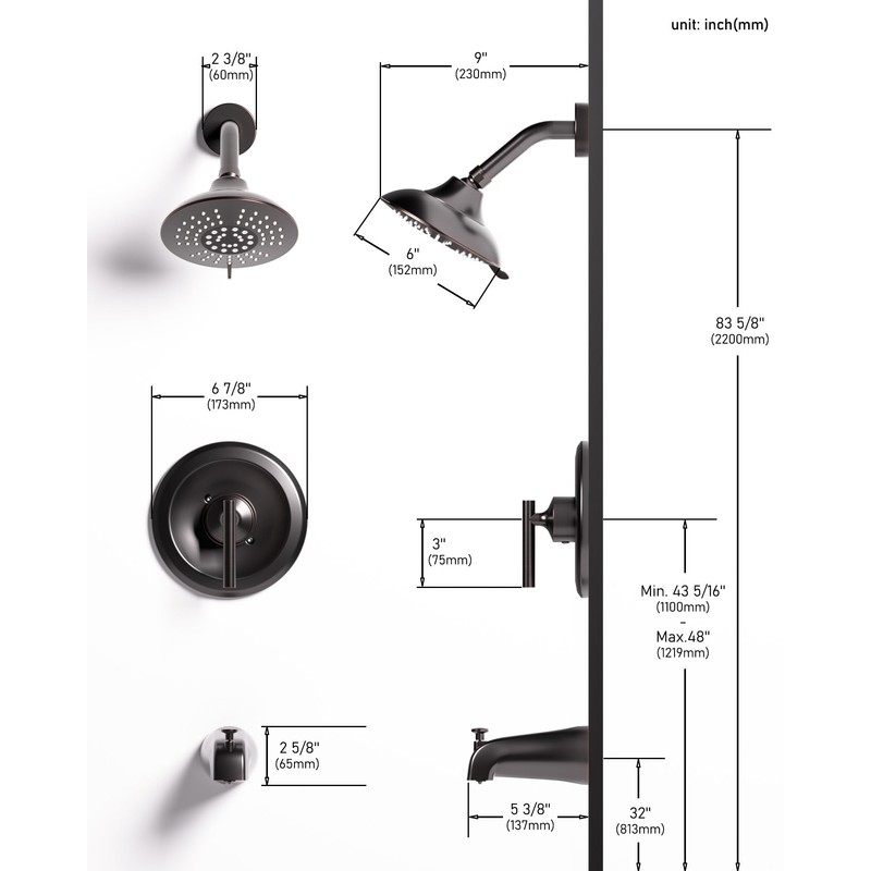 Bronze Shower Tub Faucet Set: WOWOW Single Handle Bathroom Shower