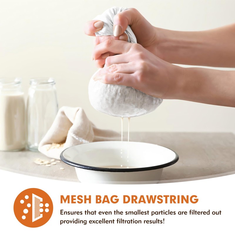 4 PCS Reusable Straining Bag, 20 * 30cm Cheesecloth Drawstring