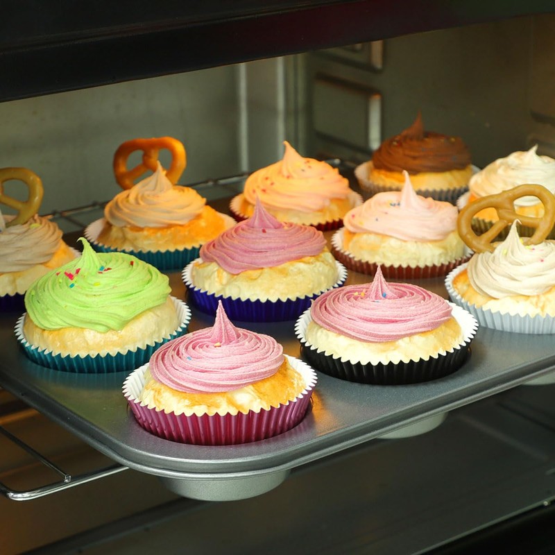 Gifbera Standard Pink Foil Cupcake Liners Wrappers Baking Cups for