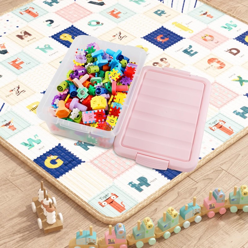 Qqbine 14 Quart Plastic Latching Storage Box, Plastic Underbed Storage