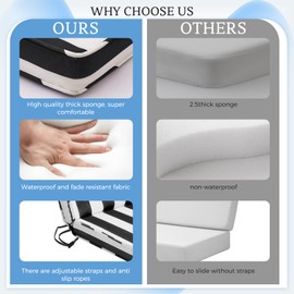 Iheqard Chaise Lounge Cushions Outdoor, 71"x22"x3" Patio Lounge Chair Furniture Cushions with Washable Covers for Pool, Patio, Lawn (Black+White Stripes, 1 Pcs)