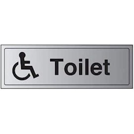 V Safety General Door-Disabled Toilet Sign - 300mm x 100mm - 3mm Brushed Alu Comp